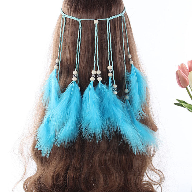 American peacock feather hair band
