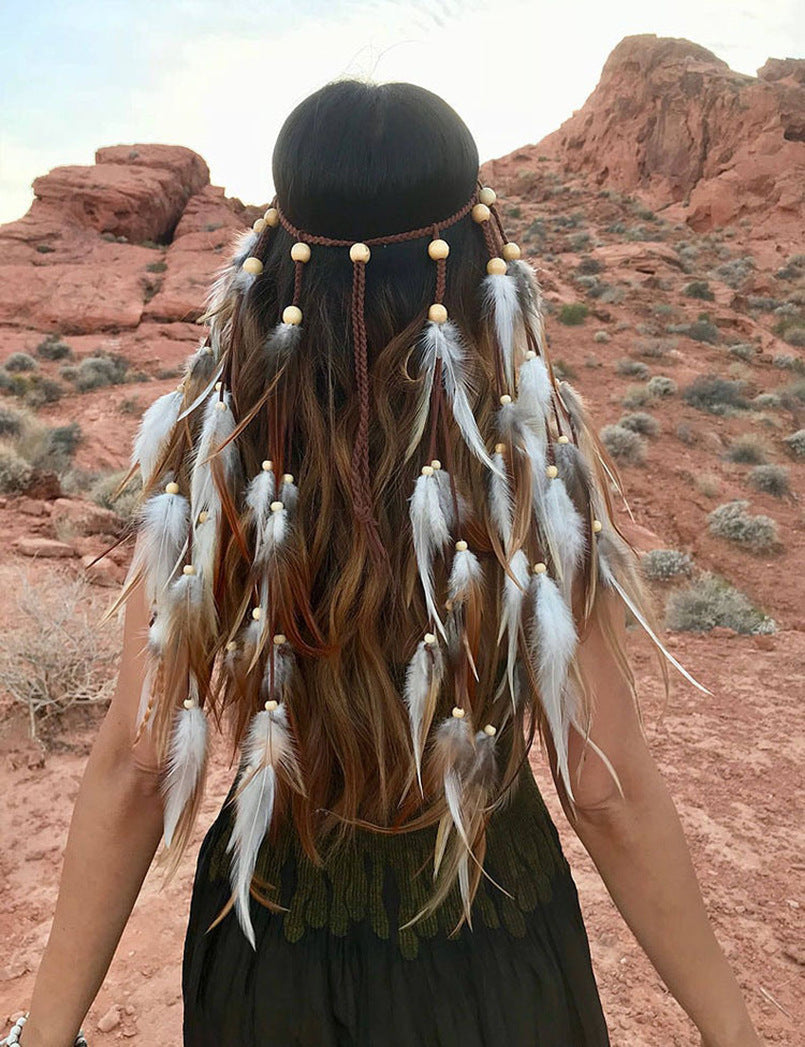American Long Feather Headband Hair Accessory