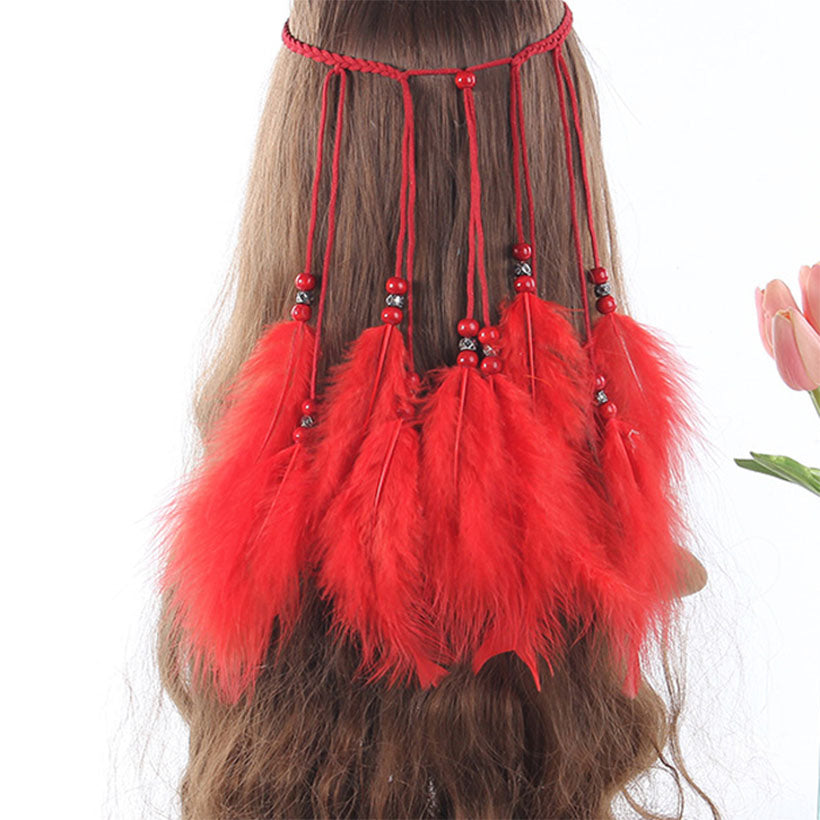 American peacock feather hair band