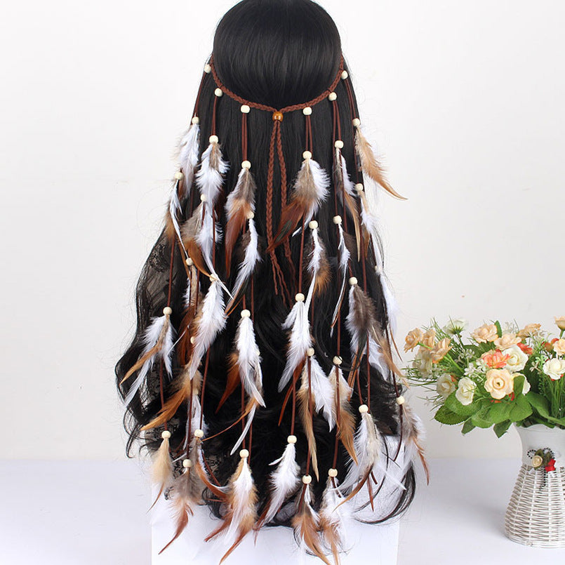 American Long Feather Headband Hair Accessory