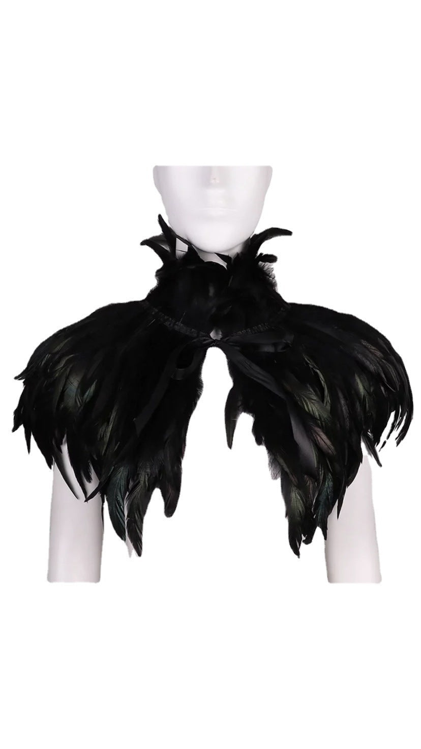 American Amazon Cape With Feather Collar